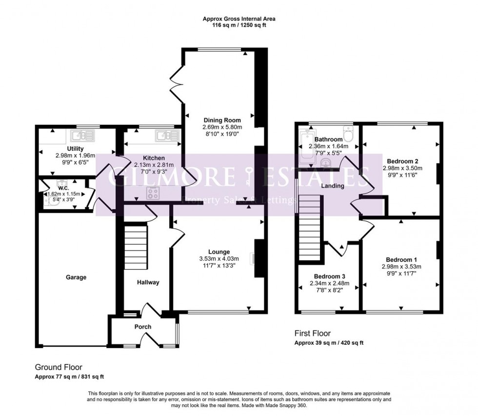 Floorplan for Peth Lane, Ryton