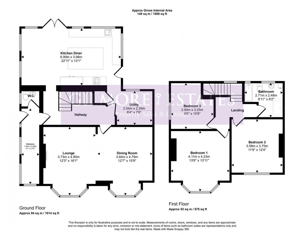 Floorplan for Moor Road, Prudhoe
