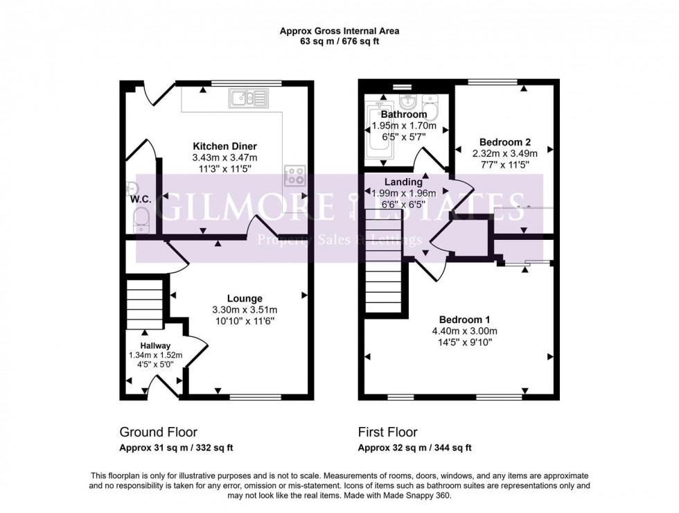 Floorplan for Fern Close, Prudhoe